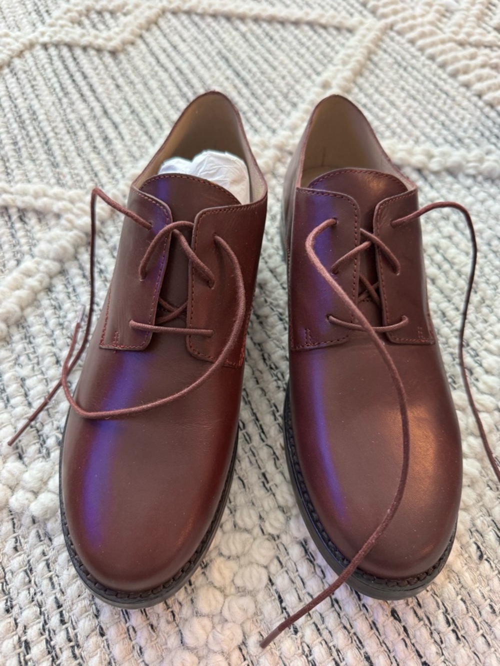 Eileen Fisher Burgundy Leather Derby Oxfords